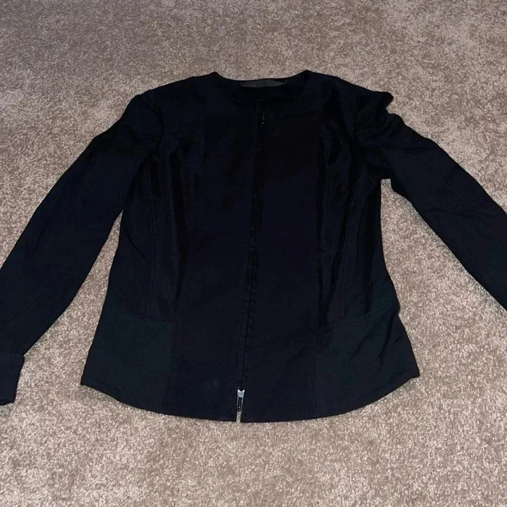 Donna Karan Zipper Blazer Jacket Black Size US 10.  X